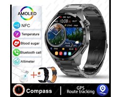 Smartwatch voor Mannen – 4 Pro AMOLED HD Scherm, Bluetooth Bellen, NFC, Gezondheidsmonitoring | Nieuwe GT4 Pro Smartwatch 2024, Fitnesshorloge, Slimme Horloge met Hartslagmeter