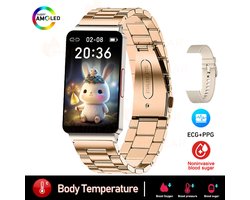 Smartwatch voor Mannen en Vrouwen - ECG & PPG Bloedglucosemeter met Meetthermometer - 1.57 Inch Gezondheidshorloge - Mode 2024 - Fitness, Gezondheid, Wearable Technologie