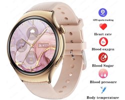 Smartwatch voor Vrouwen – GPS Tracker, 1.27 Inch AMOLED Scherm, Bloedglucose Meting, Bluetooth Oproepen, Fitness Tracker, Gezondheidsmonitor – 2024 Nieuw