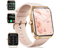 Sporthorloge Dames Smartwatch - 1.91 Inch Touchscreen IP68 Waterdicht - Hartslagmeter Slaapmonitor SpO2 - 100+ Sportmodi - Telefoonfunctie