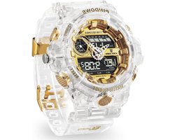 Sporthorloge Heren Digitaal Gouden Waterdichte horloges - Alarmen-Countdown-Stopwatch-Digitaal-Analoog-Licht-Militaire Multifunctionele polshorloge