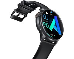 Sporthorloge Joy smartwatch voor heren en dames fitness-horloge senioren gezondheidshorloge telefoonfunctie Bluetooth wekker zwart