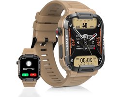 Sporthorloge militair heren smartwatch bluetooth-oproep 110+ sportmodus hartslagmeter activiteitstracker stappenteller Android iOS (geel)