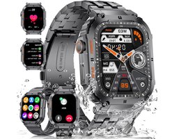 Sporthorloge Militaire smartwatch voor heren - telefoonfunctie - 196 inch display - 400 mAh - fitnesshorloge - 100+ sportmodi - IP68 waterdicht