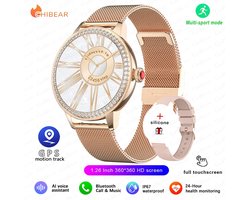 Stijlvolle Dames Smartwatch met Bluetooth, Gezondheidsmonitor & Waterdicht - 1.26'' HD - Inclusief Doos - 2024 Nieuw | Fitness Horloge, Slimme Horloge, Bluetooth Horloge