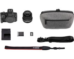 Canon R100 - Systeemcamera travel kit - + RF-S 18-45mm IS STM-lens + schoudertas, geheugenkaart & batterijpakket