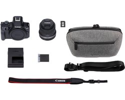 Canon R50 - Systeemcamera travel kit - + RF-S 18-45mm f/4.5-6.3 IS STM-lens, schoudertas, geheugenkaart & batterijpakket