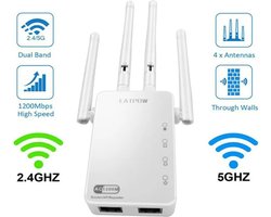 1200Mbps WiFi versterker-Dual band Wifi Signaal Extender Booster- Wifi Repeater met 4 antennes