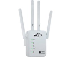 DrPhone WR5 - Wifi Versterker - Range Extender - 5GHZ + 2.4GHZ Dual Band Repeater - Router - 4 Antenne/4 werkingsmodi & WAN/LAN ingang – Wit