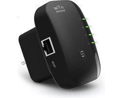 Gymston WiFi Versterker Stopcontact - Met Internet Kabel - Zwart