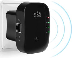 Mrs. Jones Wifi Versterker - Repeater - Draadloos - Stopcontact - 300Mbps - 2.4 GHz - Zwart