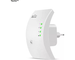 TechU™ – WIFI Repeater – High Speed Range Extender – Wifi Versterker voor Router en Modem – 300 mbps – Wit