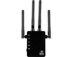 WiFi Versterker stopcontact - Extreem snel - 1200 MB/S - Zwart- Wifi Repeater - Draadloos - Overal internet - Signaalversterker - Ethernet - Wireless Range Extender