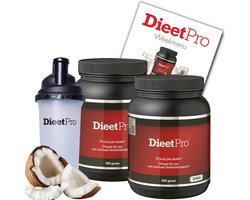 2 potten DieetPro Kokos plus Gratis Shaker