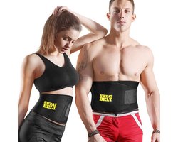 HWC Sweat Belt Waist Trainer - Body Shaper - Buikband - Afslank Band voor Mannen en Vrouwen – Zweetband - Buik Trainer - Zwart