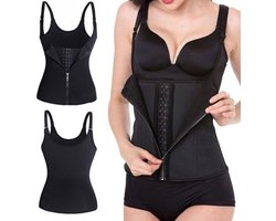 MCBOSON - Waist trainers - Afslankhulpmiddelen - Buik Korset Belt - Waist Shaper - Shapewear - Afvallen - Buikcontrole top met schouderband en knoopsluiting - One size - Lengte: 54cm,Taille: 72 cm,Borstomvang: 76 cm - Zwart