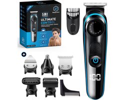 5-in-1 Baardtrimmer Mannen - 5 Verwisselbare Opzetstukken - Trimmer Baard en Lichaam - Bodygroomer - Neus en Oortrimmer