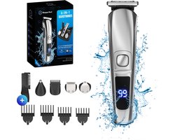 6-in-1 Baardtrimmer Mannen - 6 Verwisselbare Opzetstukken - Trimmer Baard en Lichaam - Bodygroomer - Neus en Oortrimmer