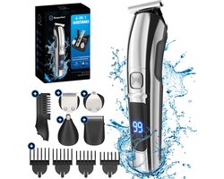 6-in-1 Baardtrimmer Mannen - Bodygroomer - Trimmer - Draadloos - Waterproof - 6 Verwisselbare Opzetstukken - Trimmer Baard en Lichaam - Neus en Oortrimmer