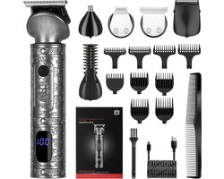 6-in-1 Baardtrimmer Mannen - Tondeuse Mannen - Trimmer voor Baard en Lichaam - Incl. 15 opzetstukken - Bodygroomer Mannen - Bodytrimmer Heren - Haar trimmer - 0.5-15MM - Neus en Oor - Trimapparaat - Baard Machine - Multigroomer