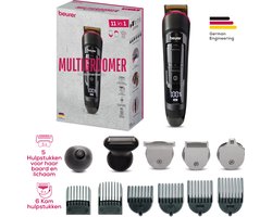 Beurer MN9X Multigroomer - 11-in-1 - Baard en Lichaam - Trimmer & scheren - Bodygroomer - Tondeuse - Precisietrimmer - 11 Opzetstukken - 16 Lengtes - Waterbestendig IPX7 - Gebruiksduur: 90 min. - Led-display - 3 Jaar garantie