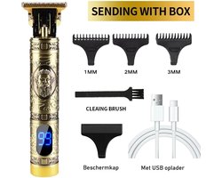 Draadloze Haartrimmer - Barbier Goud met LCD - Nieuwste Model - Tondeuse Mannen - Geschikt voor Hoofdhaar/Baardhaar/Lichaamshaar - Trimmer - Draadloos Scheerapparaat - Compleet met 4 Opzetstukjes, oplader en onderhoudsmaterialen