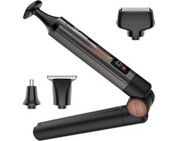 Hatteker Elektrische bodytrimmer rugscheerapparaat Mannenrugscheren met verlengbare arm Verstelbaar rugscheren voor lichaam, gezicht, armen, kin Draadloze baardtrimmer Trade Waterproof Styling kit