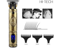 Luxe Tondeuse met Display – LCD - Professionele Trimmer - Haarstyling - Inclusief 3 opzetkammen – Goud