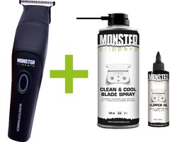 Monster Clippers Combi MONSTERTRIMMER Draadloos 10.000RPM-Lithium-ion + Clean & Cool Blade Spray & Olie voor Tondeuse en Trimmer Onderhoud