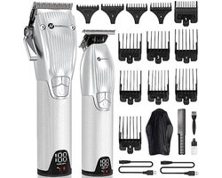 Professionele tondeuse en T-messen trimmerset voor heren - draadloze Barber tondeuse met led-display, precisie tondeuse baardtrimmer set voor mannen