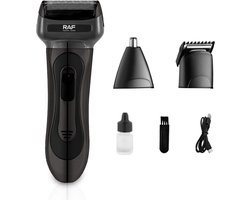 Raf 3-in-1 Haar- en Baardtrimmer - Tondeuse - Complete Grooming Set - T-blade/Neustrimmer/Shaver - Krachtig - Draadloos - Zwart