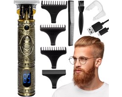 Soulima barber old school design haar en baard trimmer - Barber - Kapsalon - Vintage design - Goudkleurig