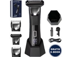 StrongShave Bodygroomer Mannen - Trimmer Mannen Schaamstreek - Schaamhaar en Body Trimmer - Duoblade - USB Oplaadbaar - 90 Minuten Gebruiksduur - Waterdicht - 3 Opzetstukken - Zwart