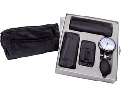 Aneroïd bloeddrukmeter set - palm type - handmatige bloeddrukmeter - drie manchetten - complete set inclusief etui