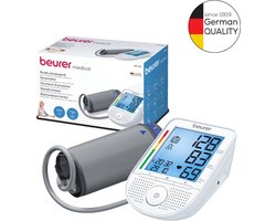 Beurer BM 49 Voice Bloeddrukmeter bovenarm – Voorleesfunctie in Nederlands/Duits/Frans/Italiaans – XL verlicht display - Risico-indicator – Onregelmatige hartslag – 2 Gebruikersgeheugen – Incl. batterijen - 5 Jaar garantie