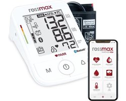 Rossmax X5 BT - Bloeddrukmeter Bovenarm Hartstichting - Klinisch Gevalideerd - Hartslagmeter - Bluetooth - Smartphone App - Onregelmatige Hartslag - AFib en PC Detectie - Geheugen - Gemiddelde Ochtend en Avond - 2 Gebruikers en Gastmodus