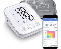 Transtek TMB-2084 - Bloeddrukmeter Bovenarm Hartstichting - Klinisch Gevalideerd - Hartslagmeter - Bluetooth - Smartphone App - Geheugen - Onregelmatige Hartslag - Bewegingsdetectie - Manchet 22 - 42 cm - 2 Gebruikers en Gastmodus