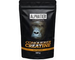 Alphatier Conquerer Creatine Creatine- Creapure - Creatine Monohydraat Poeder - hoge dosering + veganistisch - massa en kracht - 500 g