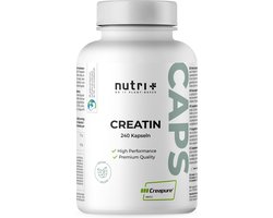 Nutri + Creatine Creapure Capsules - 99,99% puur - hoogste dosering - 240 veganistische capsules - 3,5 g pure creatine monohydraat per capsule - Made in Germany