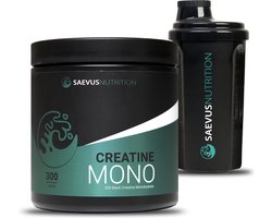 Saevus Nutrition - Creatine Monohydraat - 300 gr - Smaakloos - 60 servings / 5 gr - GRATIS shakebeker - Poeder - Monohydrate