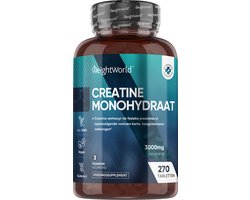 WeightWorld Creatine Monohydraat - 3000 mg - 270 vegan creatine monohydrate tabletten voor 3 maanden