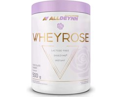 Alldeynn | WheyRose | White chocolate Raspberry | with pieces of Raspberry 500gr 16 doseringen | Lactose vrij | Instant | Digezyme | Spijsvertering Enzymen | Whey Proteïne | Whey Protein | Nutriworld