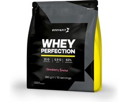 Body & Fit Whey Perfection - Proteine Poeder / Whey Protein - Eiwitpoeder - 280 gram (10 shakes) - Aardbei