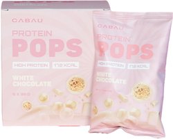 Cabau Protein Pops - White Chocolate - Chocolade balletjes - Luchtig & Crunchy - 10 gram eiwit per portie - 5 zakjes - Laag in calorieën - Eiwitsnack - Eiwitrijk tussendoortje - Voor thuis, onderweg of op werk