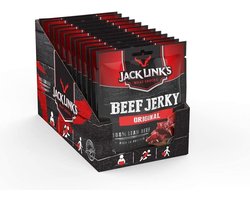 Jack Link's Beef Jerky Original Multipack 12x70 gram; snack van hoogwaardig rundvlees - rijk aan proteïne, laag vetgehalte.