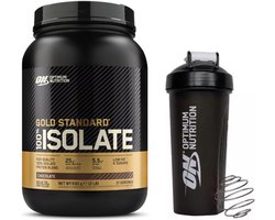 Optimum Nutrition Gold Standard 100% Isolate Bundel  - Chocolate Whey Protein Isolaat + ON shakebeker - 930 gram (31 shakes)