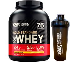 Optimum Nutrition Gold Standard 100% Whey Protein Bundel – Banana Cream Proteine Poeder + ON Shakebeker – 2270 gram (71 servings)