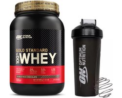 Optimum Nutrition Gold Standard 100% Whey Protein Bundel - Double Rich Chocolate Proteine Poeder + ON Shakebeker - 900 gram (28 servings)