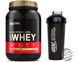 Optimum Nutrition Gold Standard 100% Whey Protein Bundel - French Vanilla Proteine Poeder + ON Shakebeker - 900 gram (28 servings)