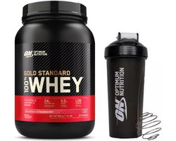 Optimum Nutrition Gold Standard 100% Whey Protein Bundel - Strawberry Proteine Poeder + ON Shakebeker - 900 gram (28 servings)